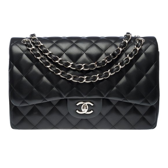 Chanel Timeless Jumbo double flap shoulder bag in black quil - Picture 3 of 13